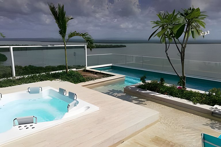 1 Quarto Cielo Mar. Banheira de hidromassagem privativa