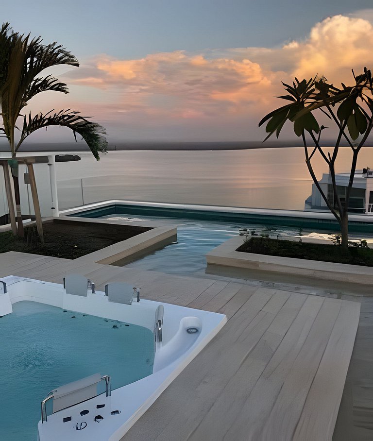 1 Quarto Cielo Mar. Banheira de hidromassagem privativa