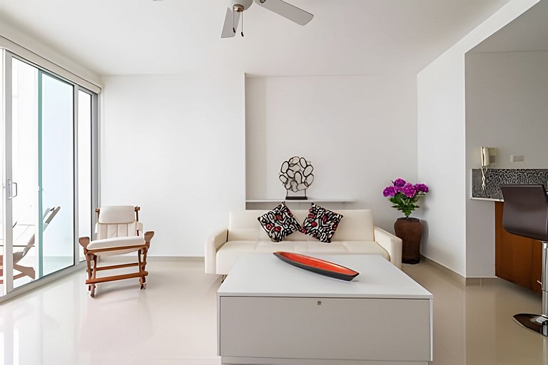 Apartamento de 1 dormitório nos Morros com vista para o mar