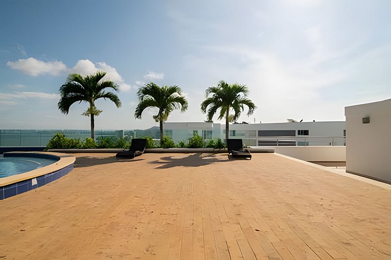 2 quartos Morros. Vista para a Ciénaga e acesso à praia