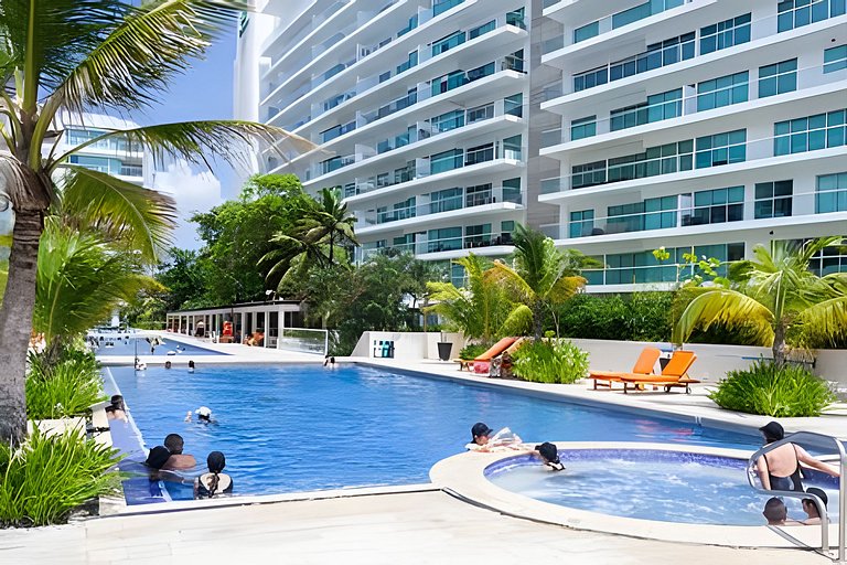1 dormitório e terraço Morros. Vista para o mar