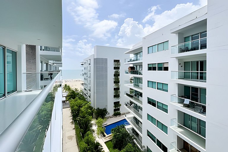 1 dormitório e terraço Morros. Vista para o mar