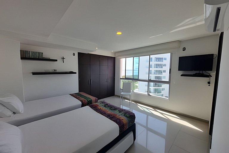 Apartamento com 2 quartos nos Morros, vista para o mar