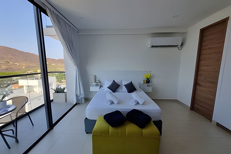 Loft Pozos Colorados. Vista para o mar, piscina e academia
