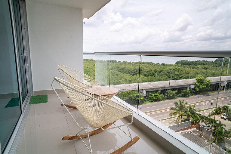 Apartamento de 1 quarto em Morros. Vista para o mar e acesso
