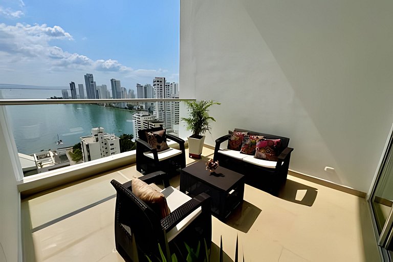 Apartamento de 1 quarto em Bocagrande com vista panorâmica p