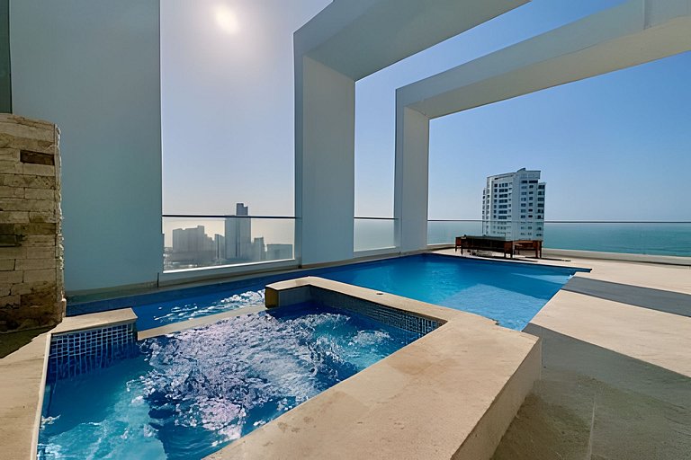 Apartamento de 1 quarto em Bocagrande com vista panorâmica p