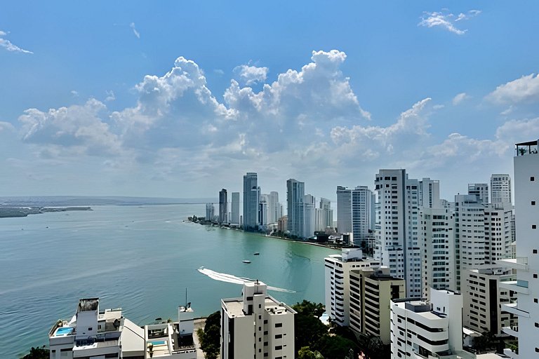 Apartamento de 1 quarto em Bocagrande com vista panorâmica p