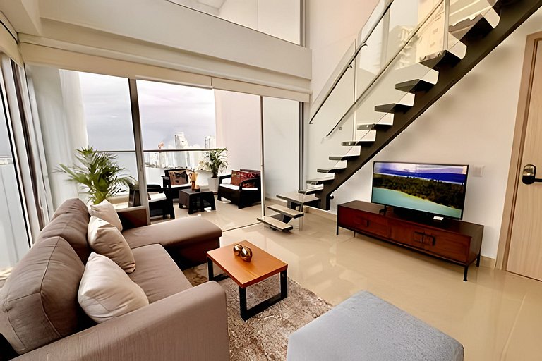 Apartamento de 1 quarto em Bocagrande com vista panorâmica p