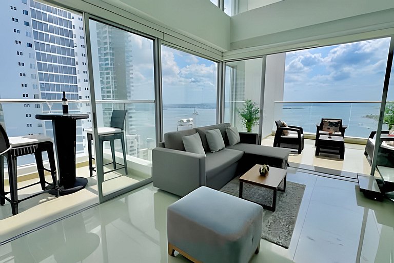 Apartamento de 1 quarto em Bocagrande com vista panorâmica p