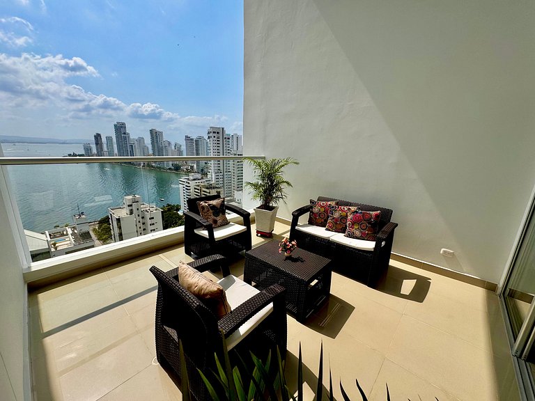 Apartamento de 1 quarto em Bocagrande com vista panorâmica p