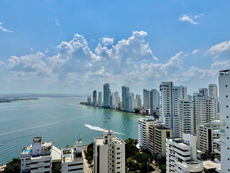 Apartamento de 1 quarto em Bocagrande com vista panorâmica p
