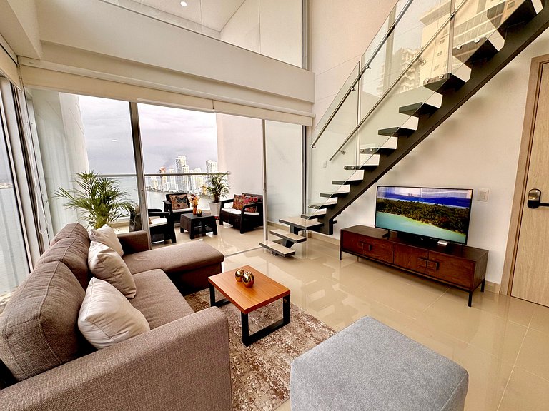 Apartamento de 1 quarto em Bocagrande com vista panorâmica p