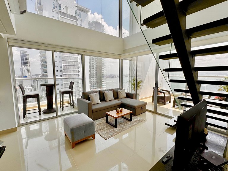 Apartamento de 1 quarto em Bocagrande com vista panorâmica p