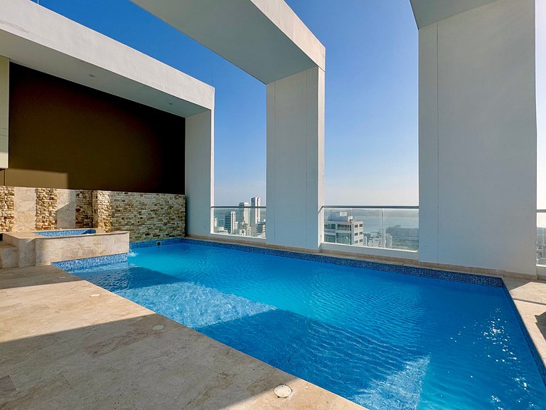Apartamento de 1 quarto em Bocagrande com vista panorâmica p