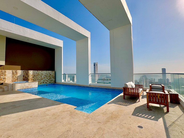 Apartamento de 1 quarto em Bocagrande com vista panorâmica p