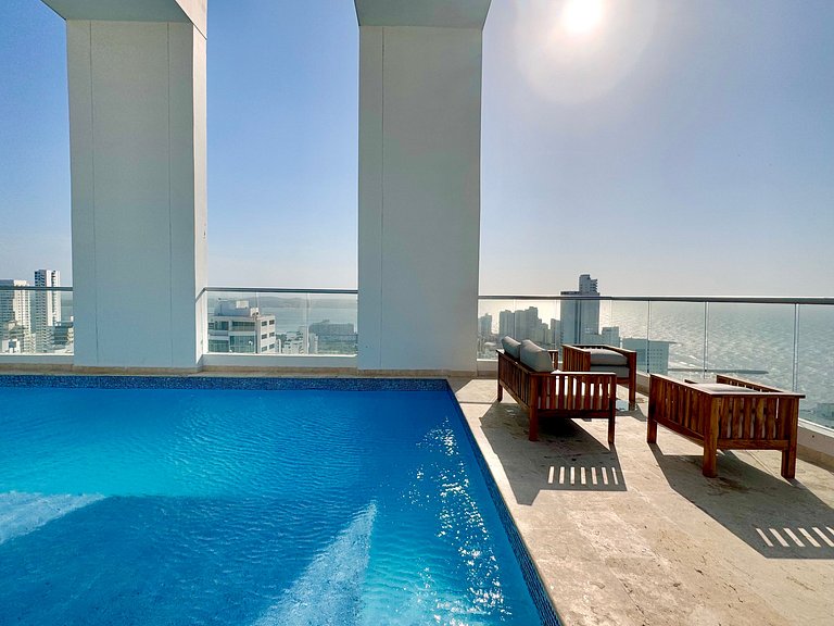 Apartamento de 1 quarto em Bocagrande com vista panorâmica p