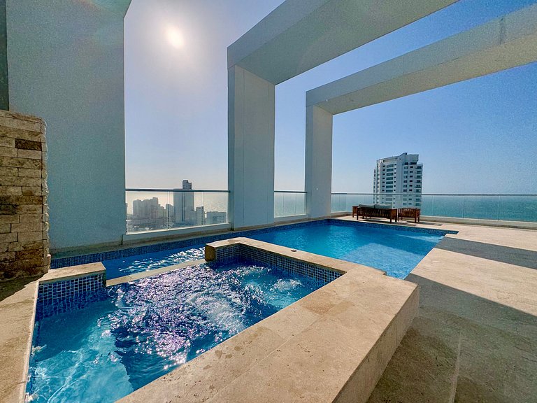 Apartamento de 1 quarto em Bocagrande com vista panorâmica p