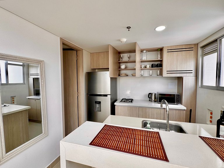 Apartamento de 1 quarto em Bocagrande com vista panorâmica p