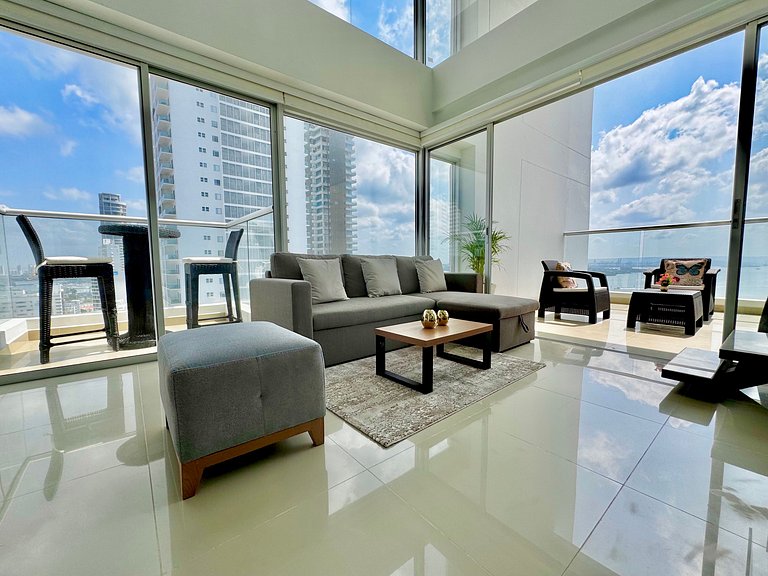 Apartamento de 1 quarto em Bocagrande com vista panorâmica p