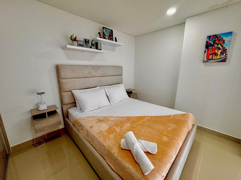 Apartamento de 1 quarto em Bocagrande com vista panorâmica p