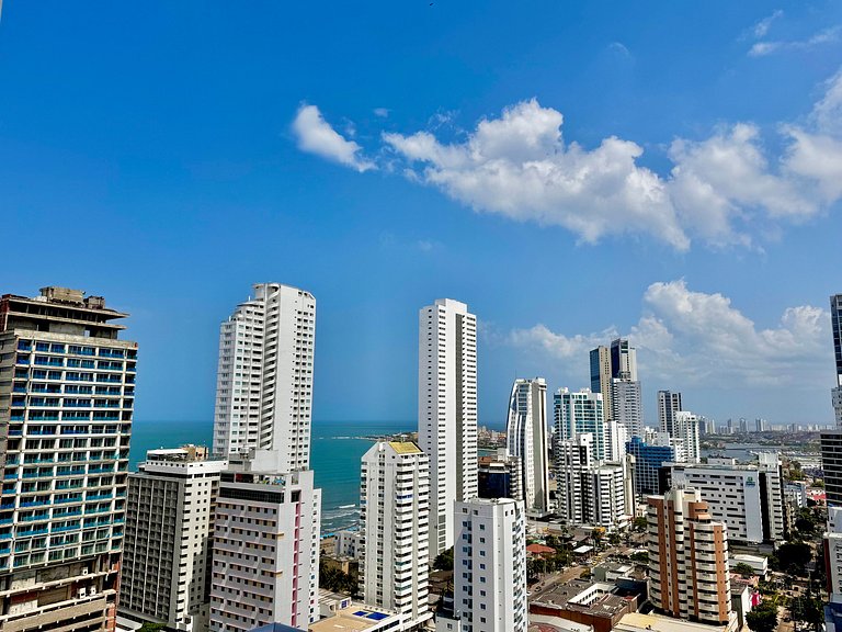 Apartamento de 1 quarto em Bocagrande com vista panorâmica p