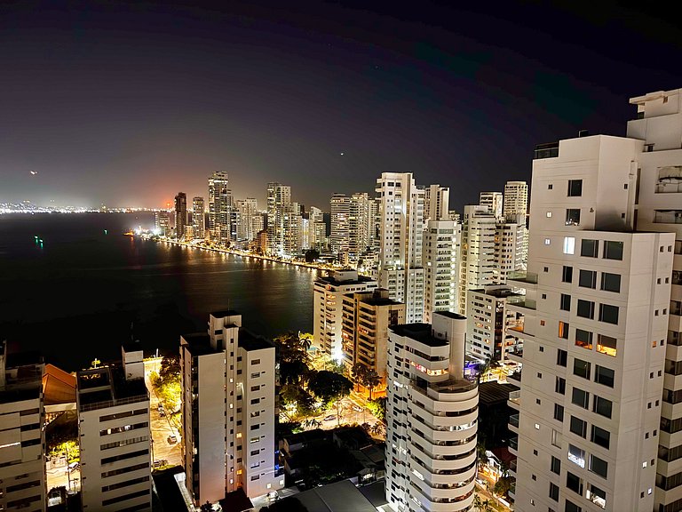 Apartamento de 1 quarto em Bocagrande com vista panorâmica p