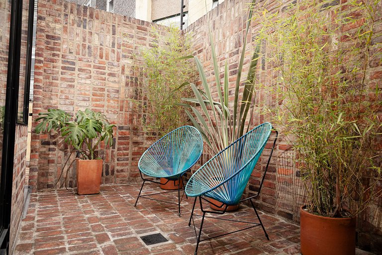 Spacious Loft terrace and kitchen. Bogota Center