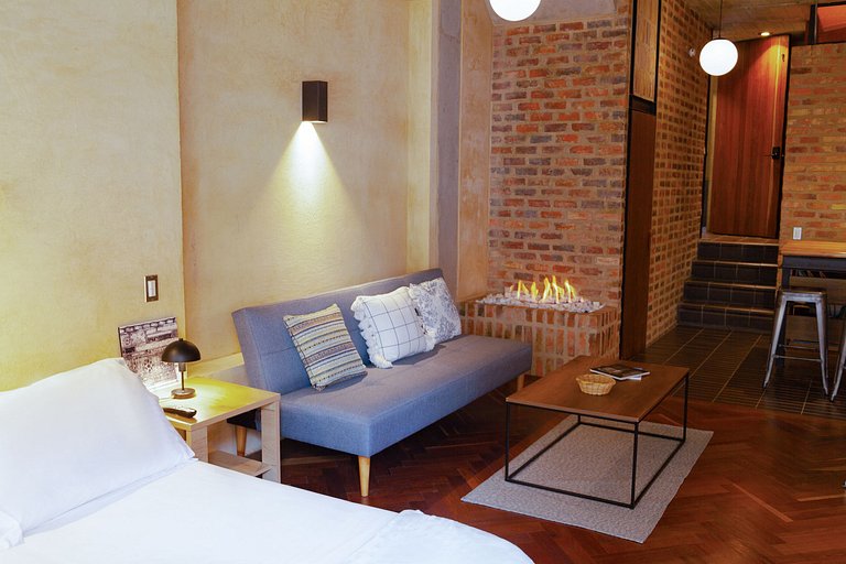 Loft moderno, exterior e cozinha. Centro de Bogotá