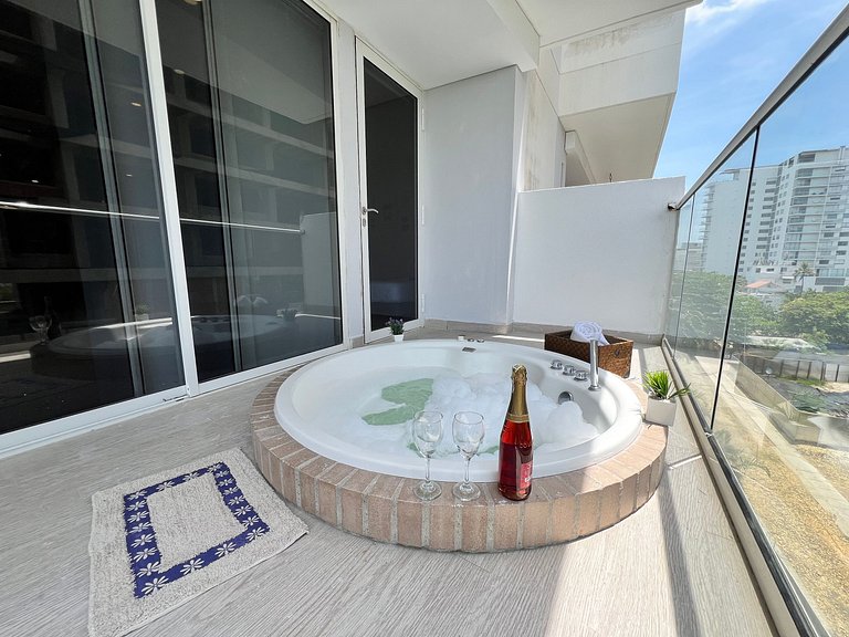 2 quartos à beira-mar com hidromassagem privativa