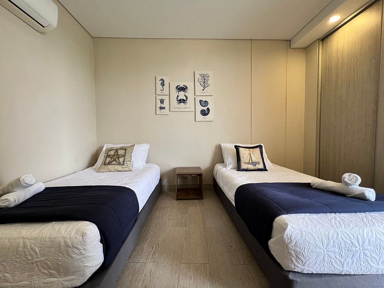 2 quartos à beira-mar com hidromassagem privativa