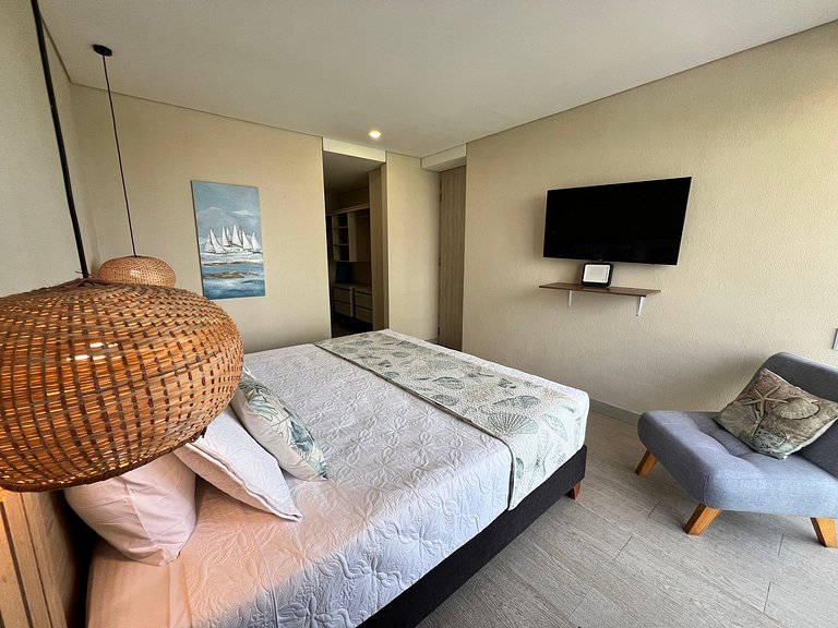 2 quartos à beira-mar com hidromassagem privativa