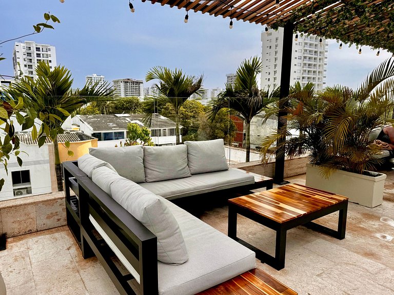 Loft com vista para o mar. Crespo com piscina