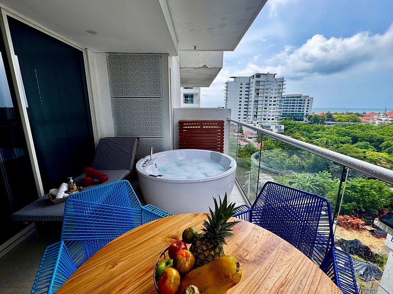 1 Quarto Cielo Mar. Banheira de hidromassagem privativa