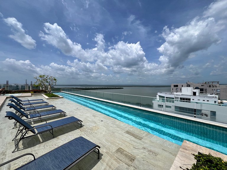 1 Quarto Cielo Mar. Banheira de hidromassagem privativa