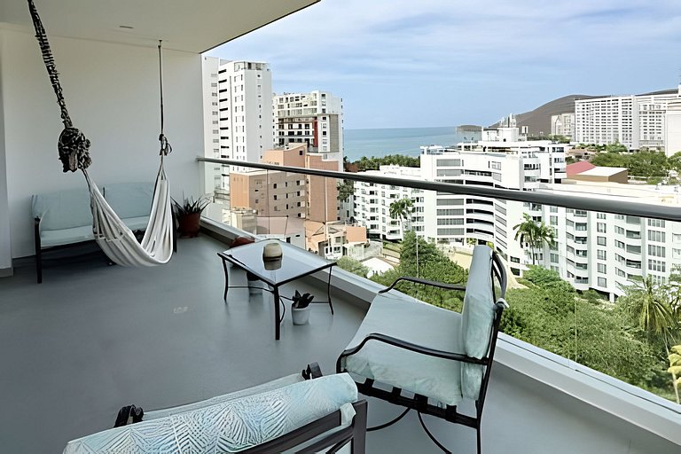 2 Dormitorios, terraza y vista al mar Caribe