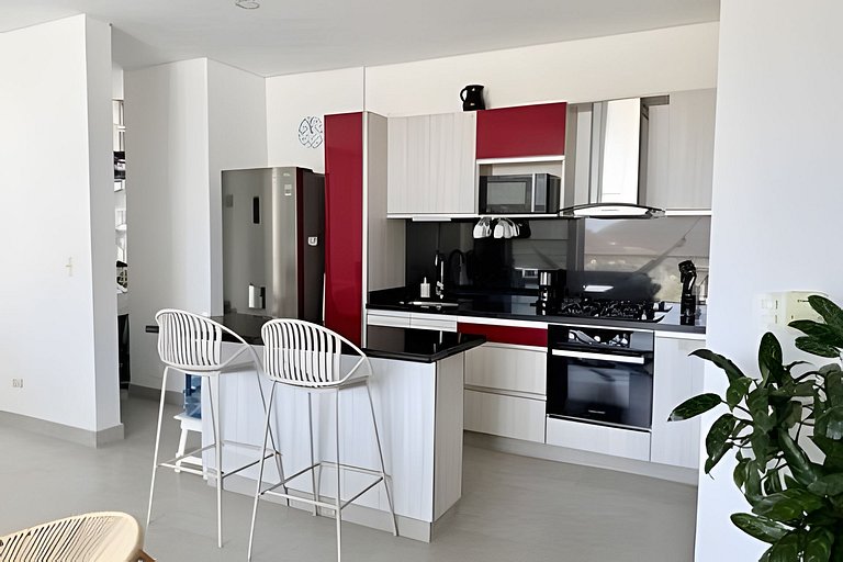 2 Dormitorios, terraza y vista al mar Caribe