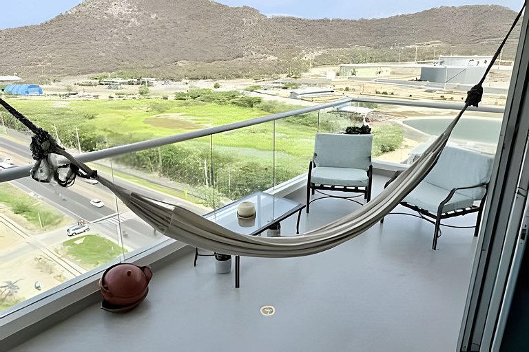 2 Dormitorios, terraza y vista al mar Caribe