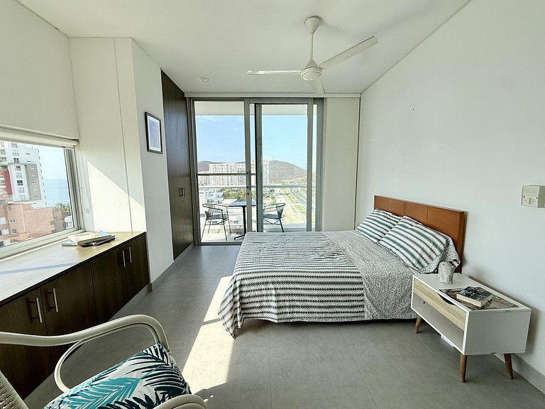 2 Dormitorios, terraza y vista al mar Caribe