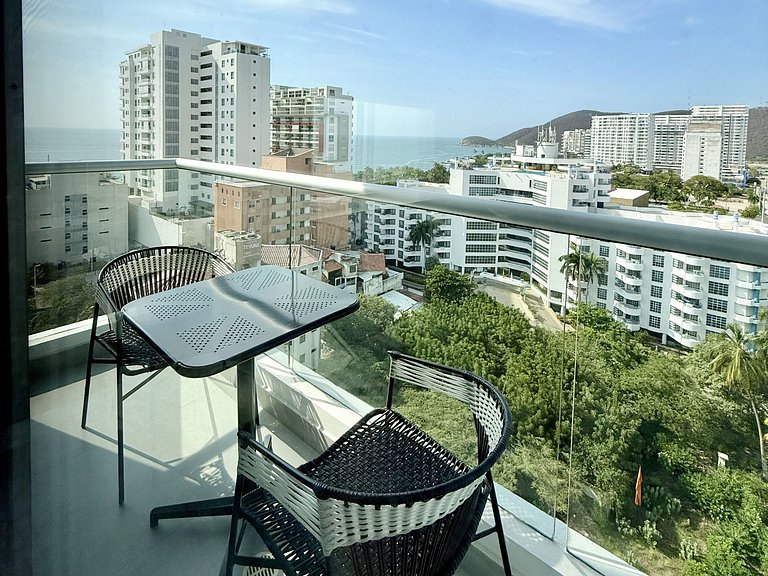 2 Dormitorios, terraza y vista al mar Caribe