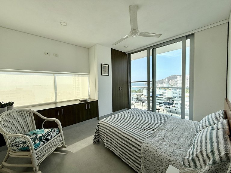 2 Dormitorios, terraza y vista al mar Caribe