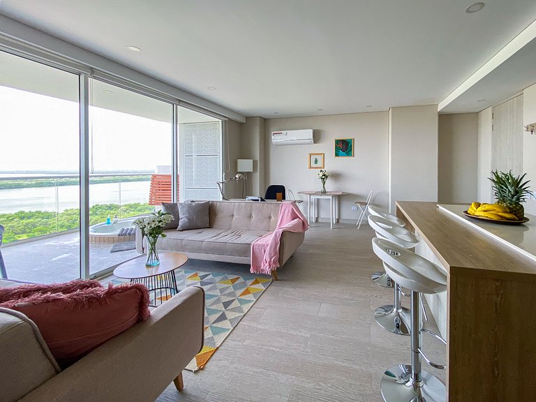 1 Quarto com jacuzzi privativo. Vista para o mar e para a la