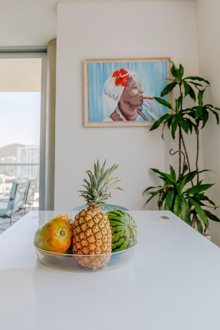 2 Dormitorios, terraza y vista al mar Caribe