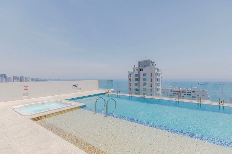 2 Dormitorios, terraza y vista al mar Caribe