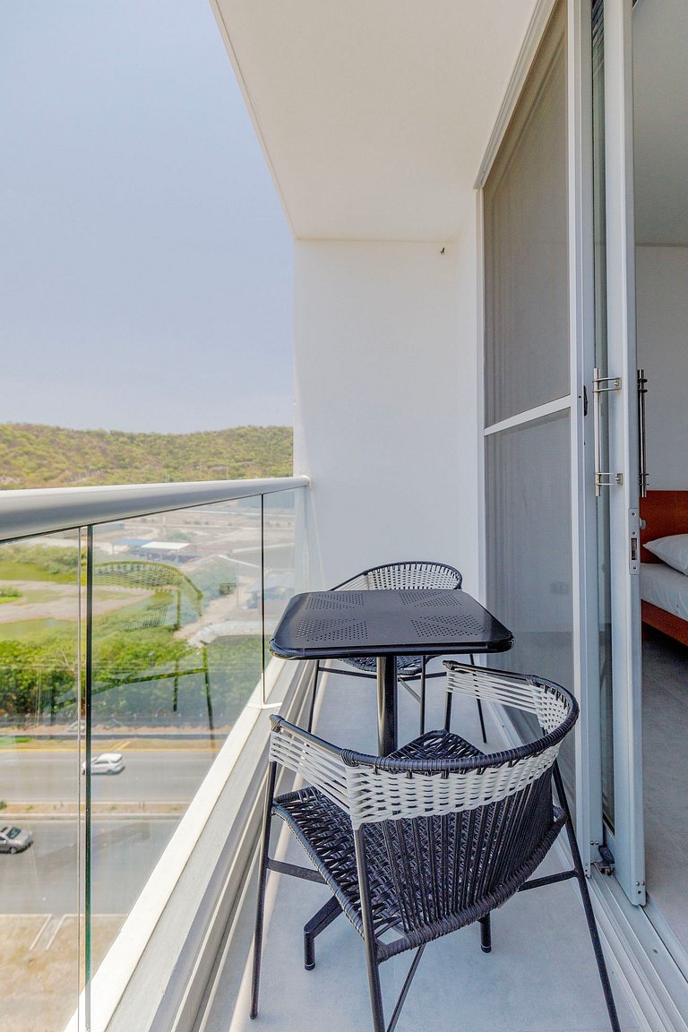 2 Dormitorios, terraza y vista al mar Caribe