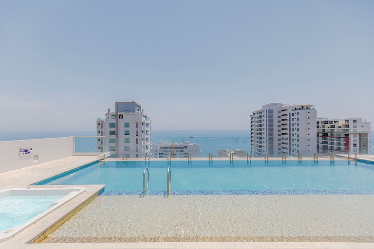 2 Dormitorios, terraza y vista al mar Caribe
